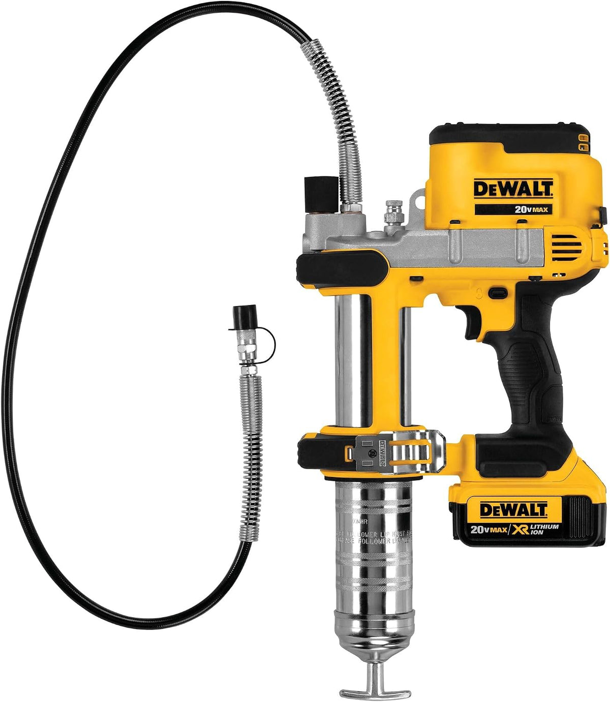 DEWALT Grease Gun Kit 20V MAX with 4.0Ah Battery and Charger, Cordless Grease Gun, LED Light, 42â Hose, 10,000 PSI, Variable Speed Triggers (DCGG571M1)