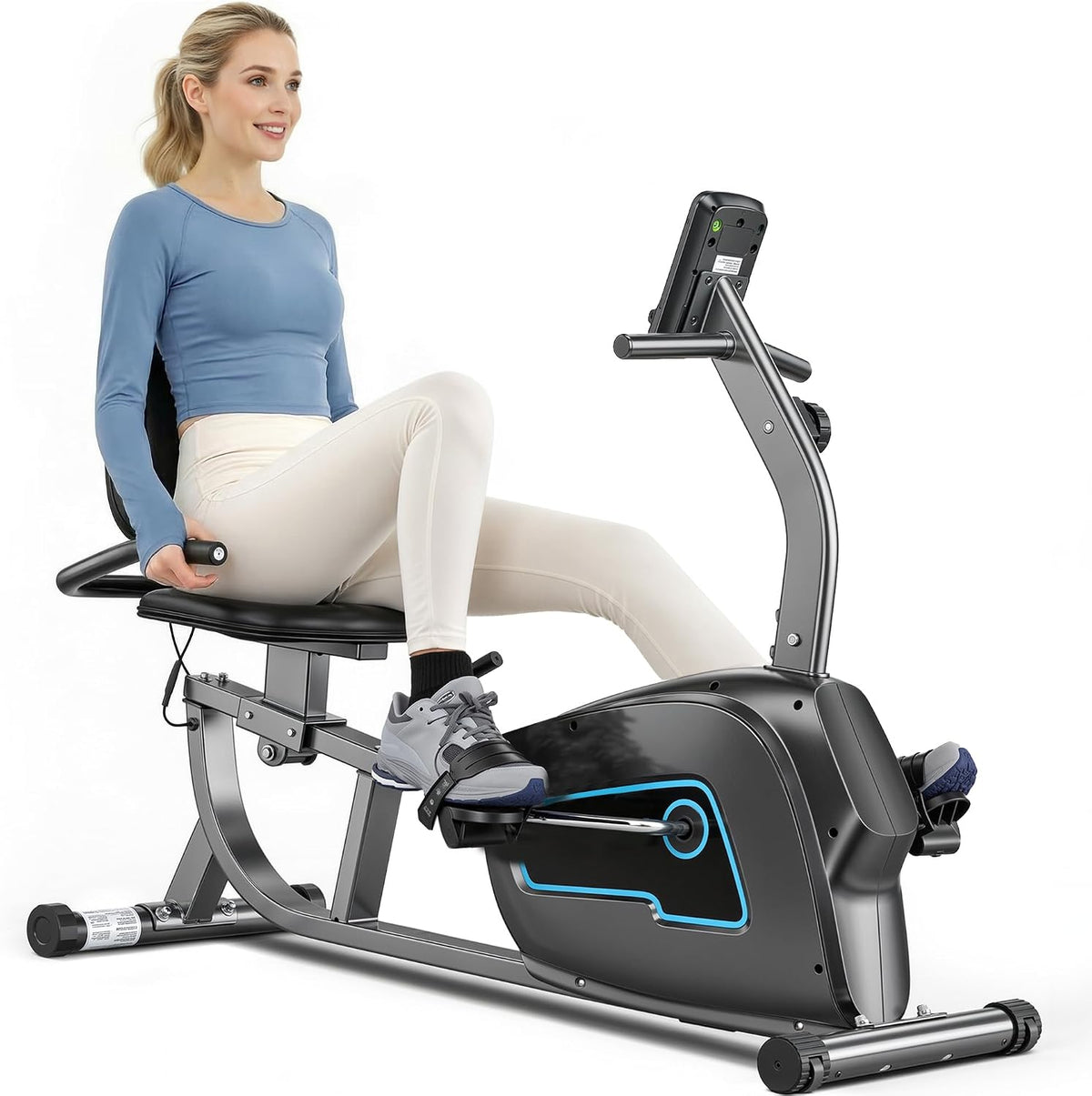 BODIOO Exercise Bike, Recumbent Exercise Bike for Seniors, Stationary Bike for Home Workout, 8-Level Magnetic Resistance, Quiet Smooth Ride, Comfortable Seat with Backrest, Heart Rate Monitor, 300LB Capacity