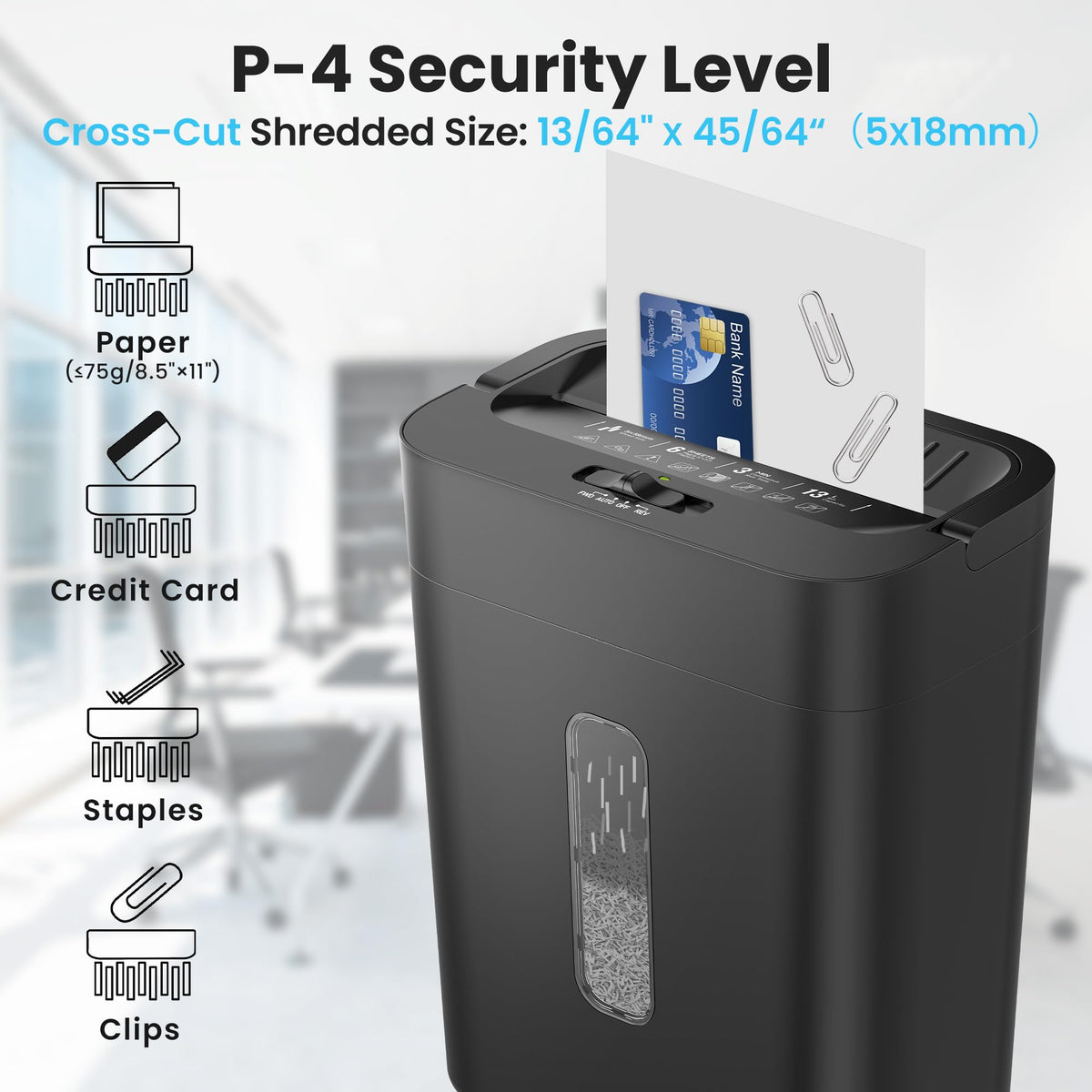 Locksworth 16-Sheet Cross Cut Paper Shredder, 6 Gallon Heavy Duty Commercial Shredder for Home Office, P-4 High Security Shredders for Paper/CD/Credit Card/Staple/Clip, 60 Mins Continuous Running