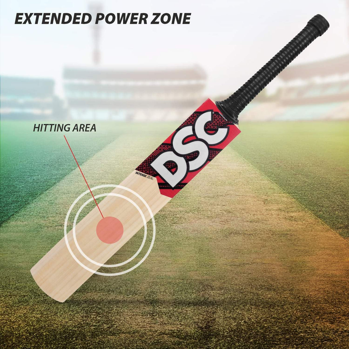 DSC intense Zeal Kashmir Willow Cricket Bat for Leather Ball |Size- Harrow | Light Weight | Ready to Play| Free Cover|