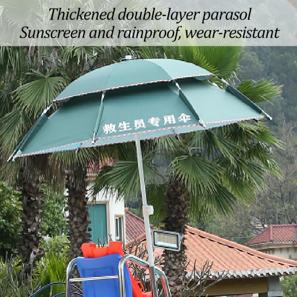 Stainless Steel Lifeguard Chairs with Double-Layer Sunshade,Loads 661lbs, Detachable Lifeguard Observation Chair, Referees Tall Chair with Hole & Hooks(1.2m)