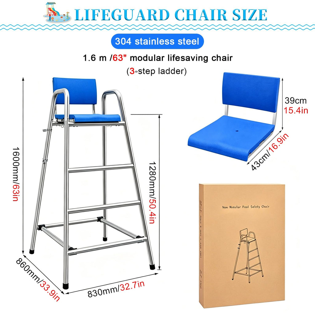 Safety Equipment Lifeguard Chairs for Large Swimming Pool, Lifeguards Watchtower for Beach Poolside Outdoor Indoor(51.2in/1.3m//4.3ft)