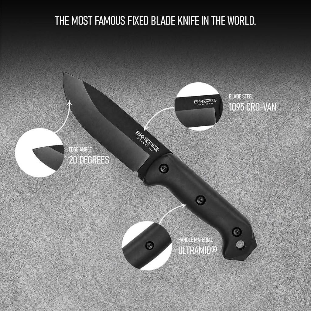 KA-BAR Becker BK2 Campanion Fixed Blade Knife, Carbon Steel