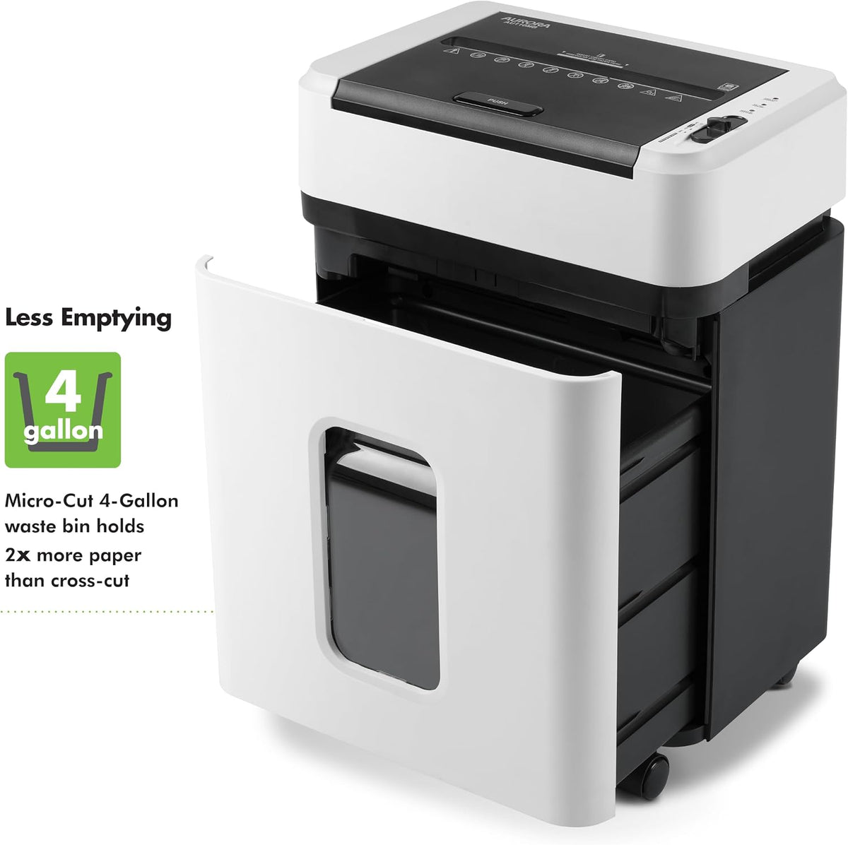 Aurora High Security AU110MB 110-Sheet Auto Feed Micro-Cut Paper and Credit Card Shredder with 4 Gallon Pullout Basket / 30 Minutes/Security Level P-4 (White/Black)