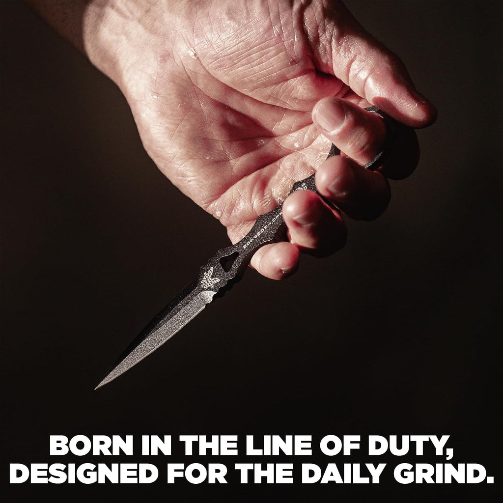 Benchmade - SOCP Knife, Double Edge Dagger Blade, Plain Edge, Black Handle