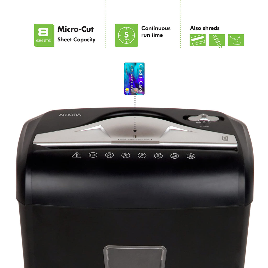 Aurora AU1225MA High-Security 12-Sheet Micro-Cut Paper and CD/Credit Card Shredder/ 5-Gallon Pullout Basket/40 Minutes Run Time