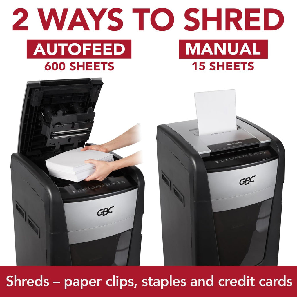 GBC Paper Shredder, Auto Feed+, 300 Sheet Capacity, Super Cross-Cut, Office Shredder, 300X (WSM1757608)