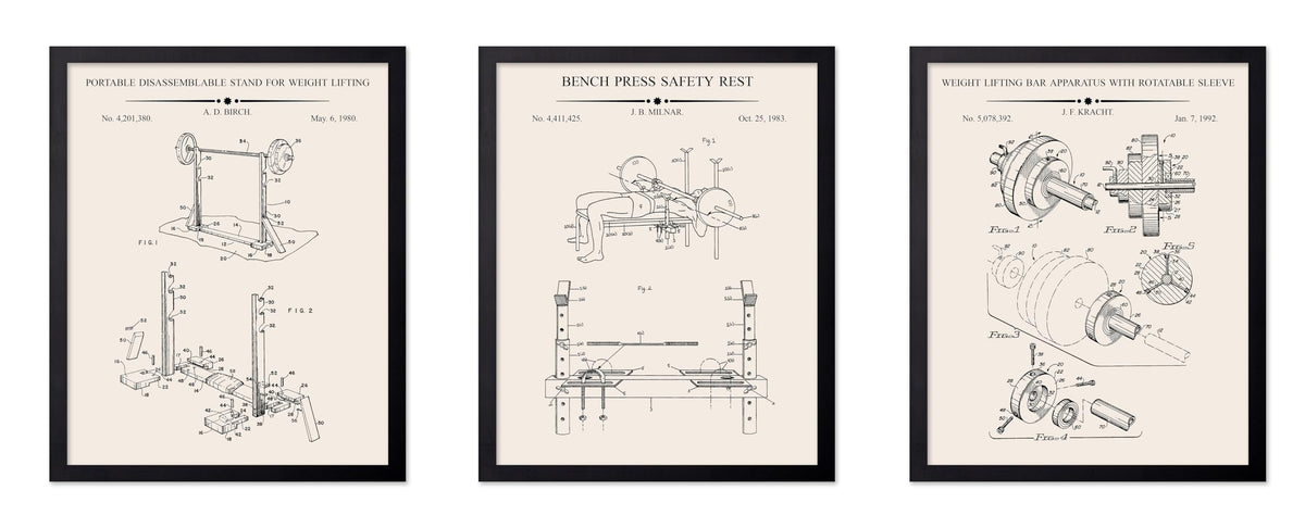 Poster Master 3-Piece Fencing Blueprint Poster - Fencing Garment Patent Print - Fencing Mask Design - Target Art - Sports Design - Technical Drawing Print - Gym or Office Decor - 8x10 Brown Framed