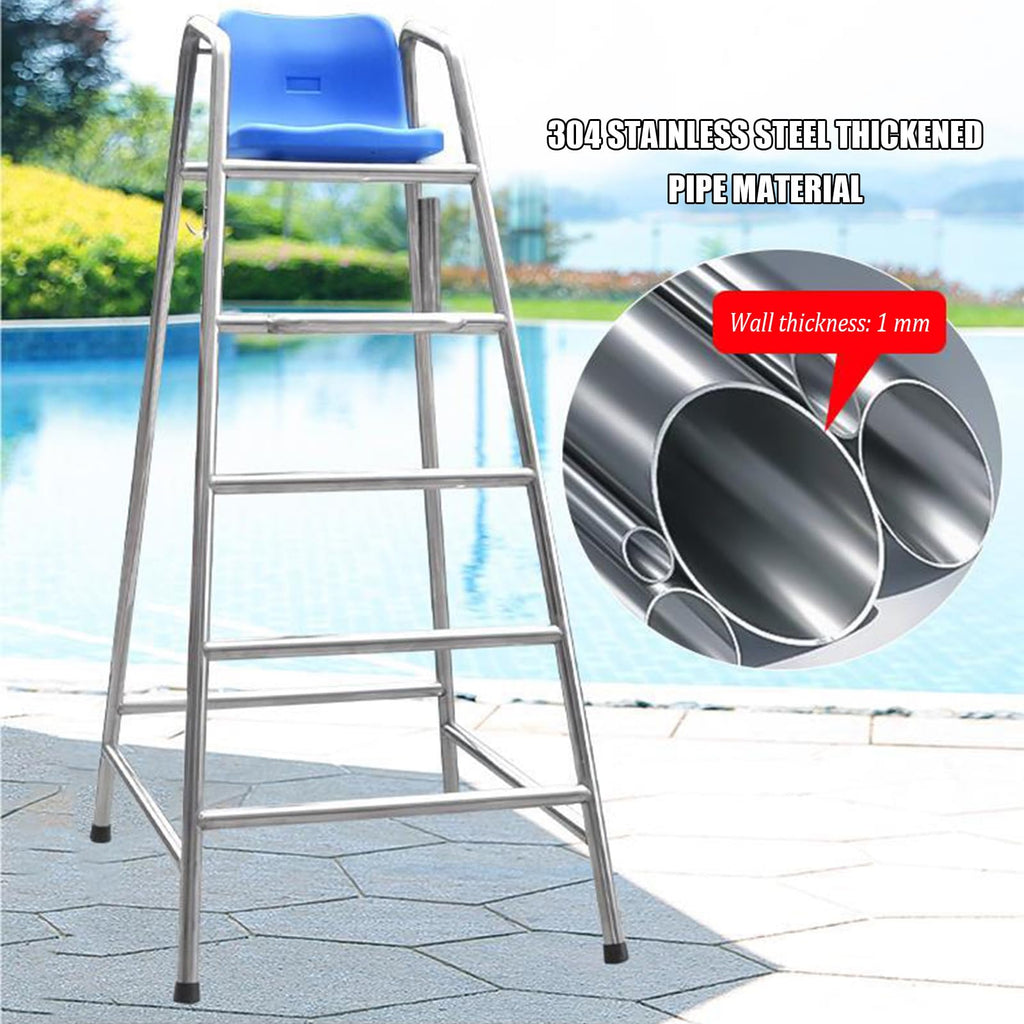 Observation Chair for Lifeguards,Tall Safety Seat for Swimming Pools and Waterparks, Indoor Outdoor Beach/Life Guard Chair, Professional Referee Viewing Stand(150cm/59inch, A)