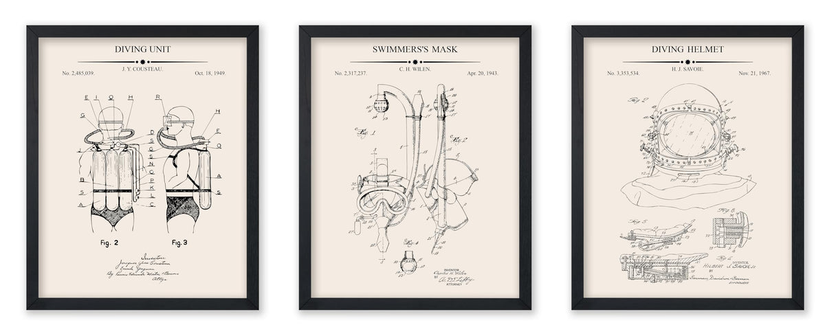 Poster Master 3-Piece Fencing Blueprint Poster - Fencing Garment Patent Print - Fencing Mask Design - Target Art - Sports Design - Technical Drawing Print - Gym or Office Decor - 8x10 Brown Framed