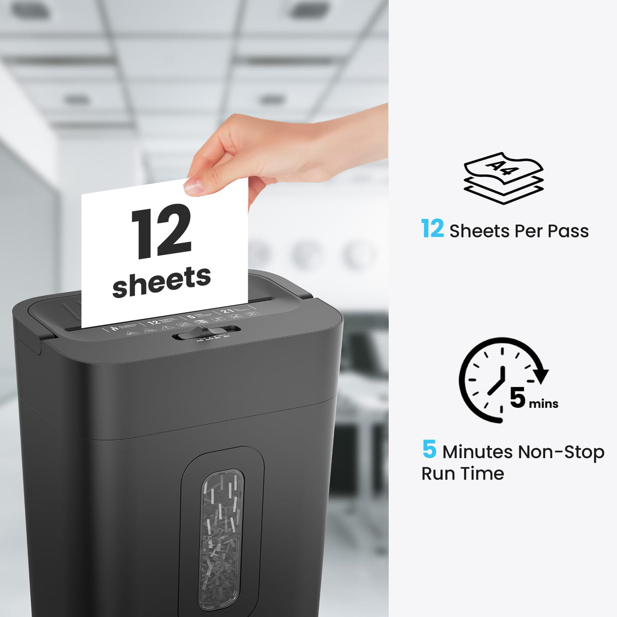 Locksworth 16-Sheet Cross Cut Paper Shredder, 6 Gallon Heavy Duty Commercial Shredder for Home Office, P-4 High Security Shredders for Paper/CD/Credit Card/Staple/Clip, 60 Mins Continuous Running
