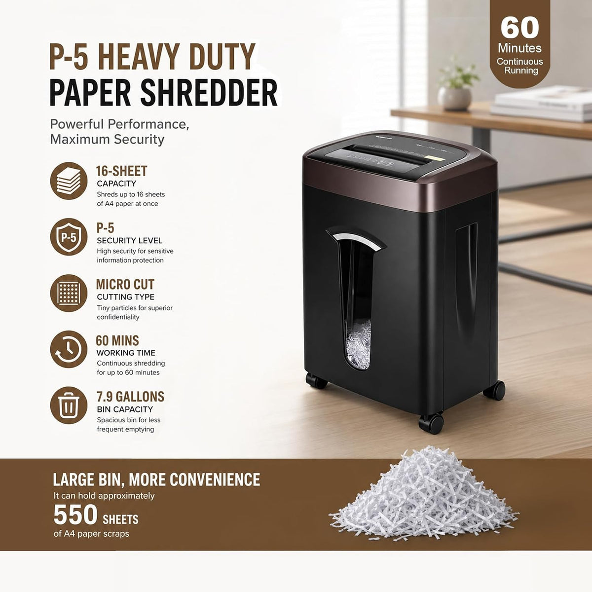 Wingwise 16 Sheets Micro Cut Paper Shredder Heavy Duty for Home Office