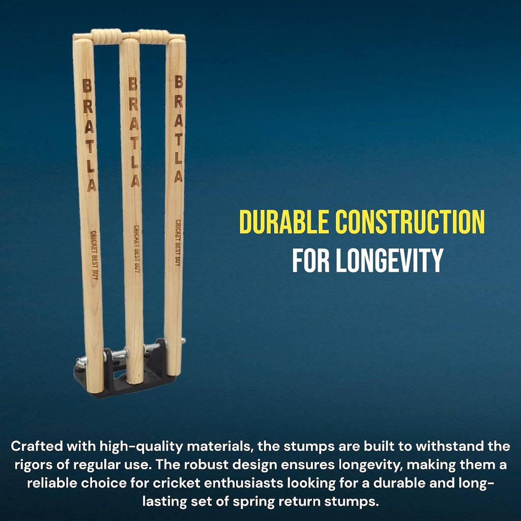 CBB Cricket Spring Return Stumps Wickets Metal Base Multi Surface Placement (Set of 2)