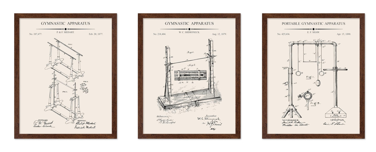 Poster Master 3-Piece Fencing Blueprint Poster - Fencing Garment Patent Print - Fencing Mask Design - Target Art - Sports Design - Technical Drawing Print - Gym or Office Decor - 8x10 Brown Framed