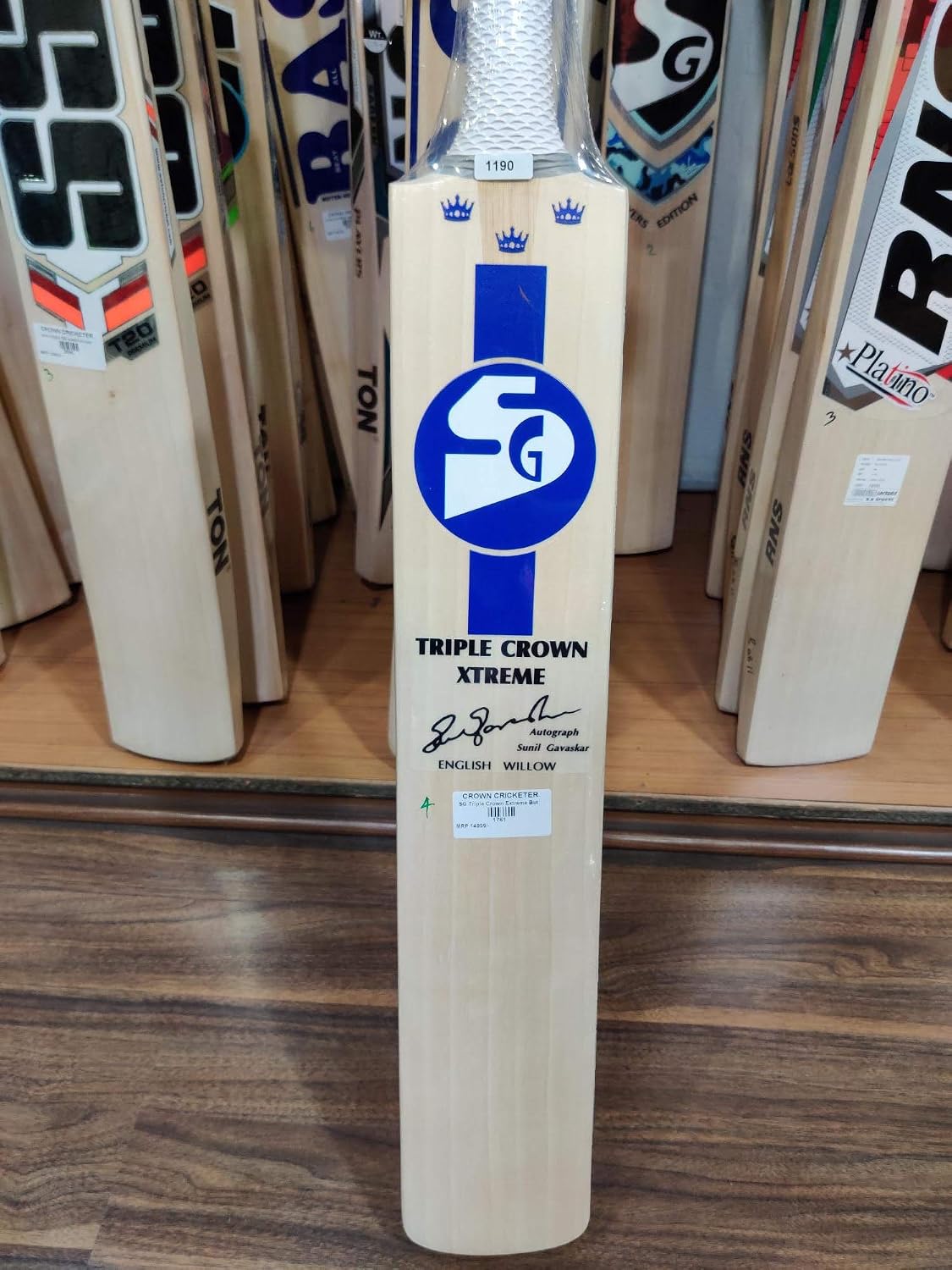 SG Triple Crown Xtreme English Willow Cricket Bat with Bat Cover & Bat Grip Free
