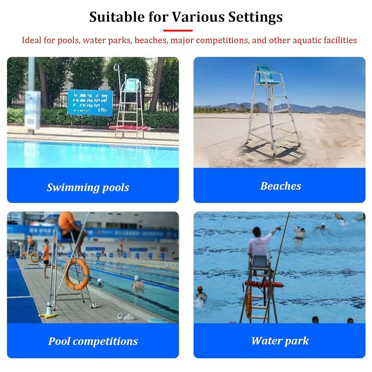 5.9ft Tall Lifeguard Chair, Commercial Elevated Rescue Ladder, Essential Lifeguard Equipment, 660LBS Load, for Swimming Beach/Water Park/Lake Outdoor Life Guard Chairs