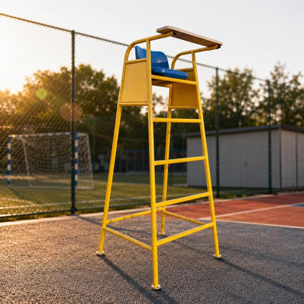 Sports Official Seat Elevated Referee Chair Volleyball Ladder Structure Umpire Pipe Two-Material Construction Secure Side Panel Suitable for Tournament Training