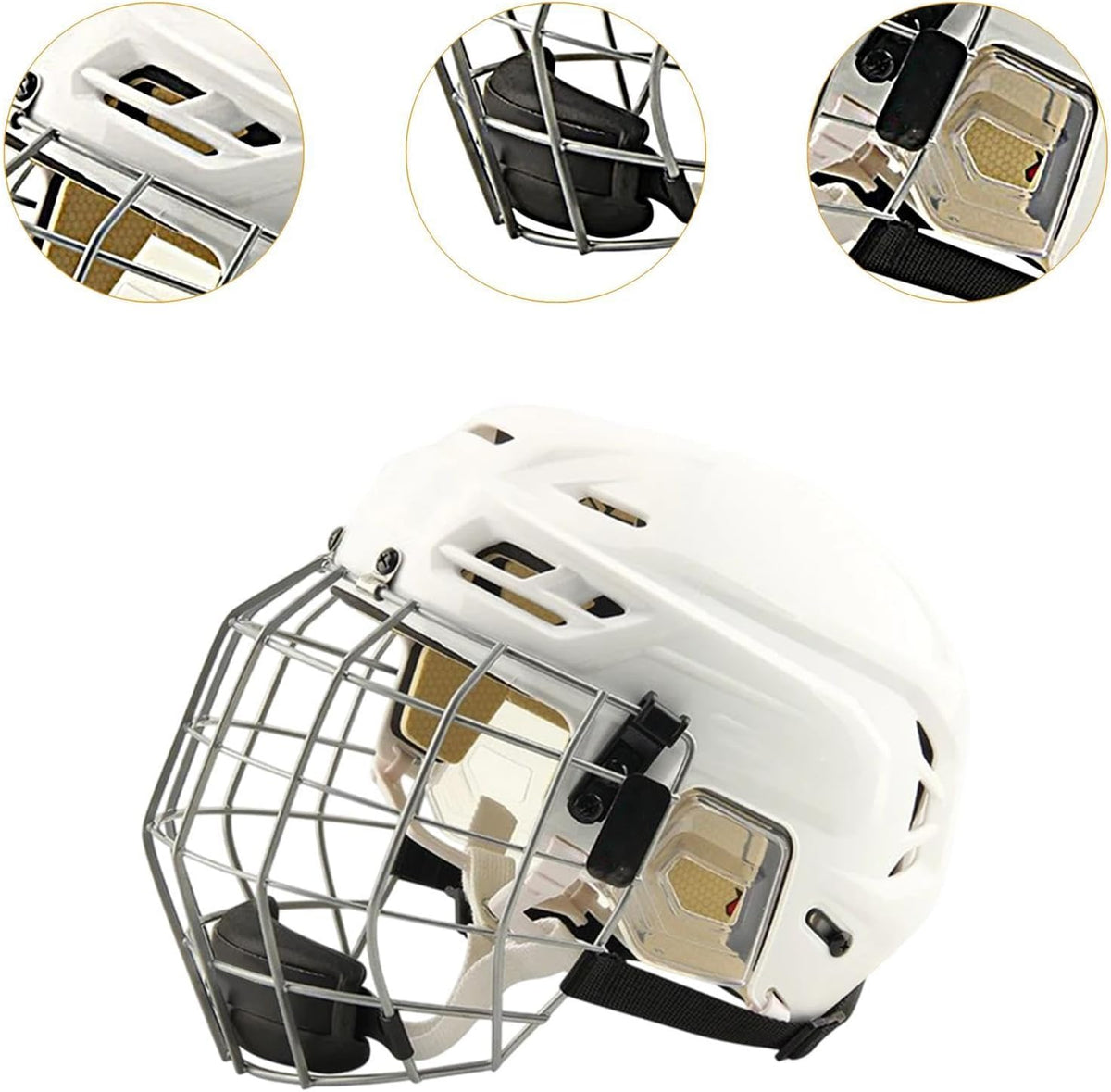 Hockey Helmet with Facemask Roller Skating Helmet Ice Skate Helmet Speed Skate Helmet Sturdy Polyethylene Shell with Iron Mesh Breathable Padding