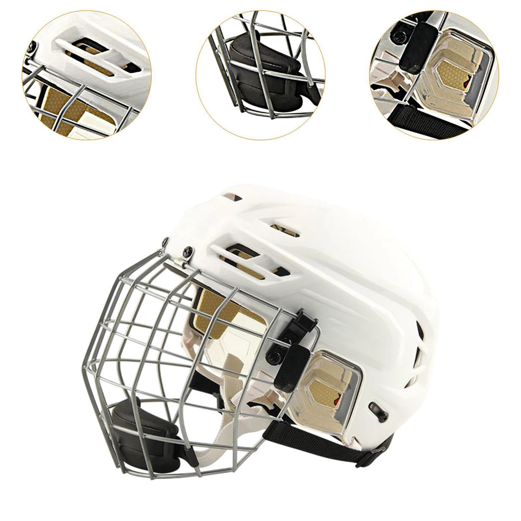 Hockey Helmet with Facemask Roller Skating Helmet Ice Skate Helmet Speed Skate Helmet Sturdy Polyethylene Shell with Iron Mesh Breathable Padding