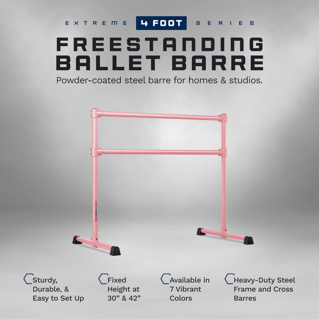 VITA Barre Portable Freestanding Double Ballet Barre, Extreme, Steel | Fixed Height, Made in USA, Home or Gym Exercise Equipment for Kids & Adults | Dance, Fitness, Pilates