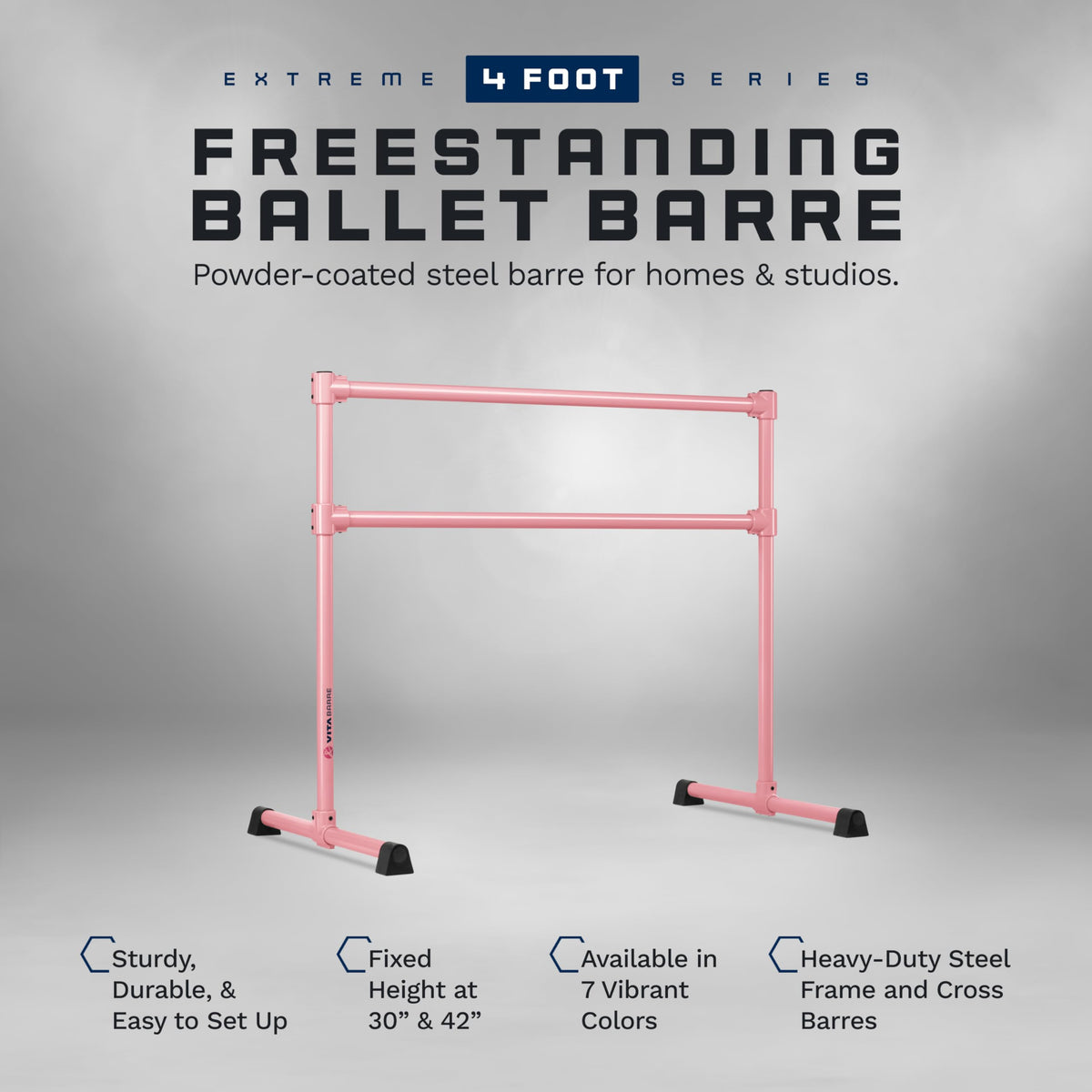 VITA Barre Portable Freestanding Double Ballet Barre, Extreme, Steel | Fixed Height, Made in USA, Home or Gym Exercise Equipment for Kids & Adults | Dance, Fitness, Pilates