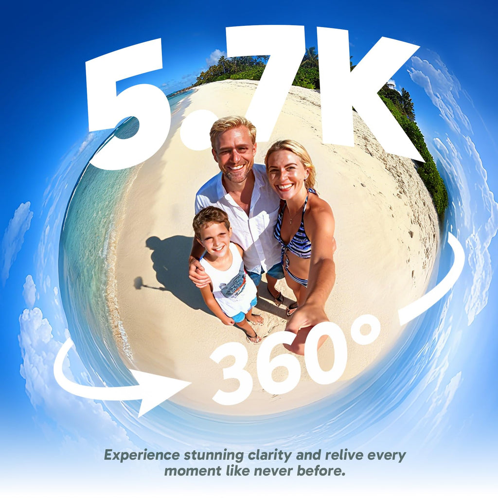 AKASO 360 Action Camera Standard Combo- 5.7K 360 Video with 1/2" 48MP Sensors, 72MP 360 Photo, 360-SuperSmooth, Invisible Selfie Stick Effect, 360Â° Horizon Lock, AI Tracking with 128GB MicroSD Card