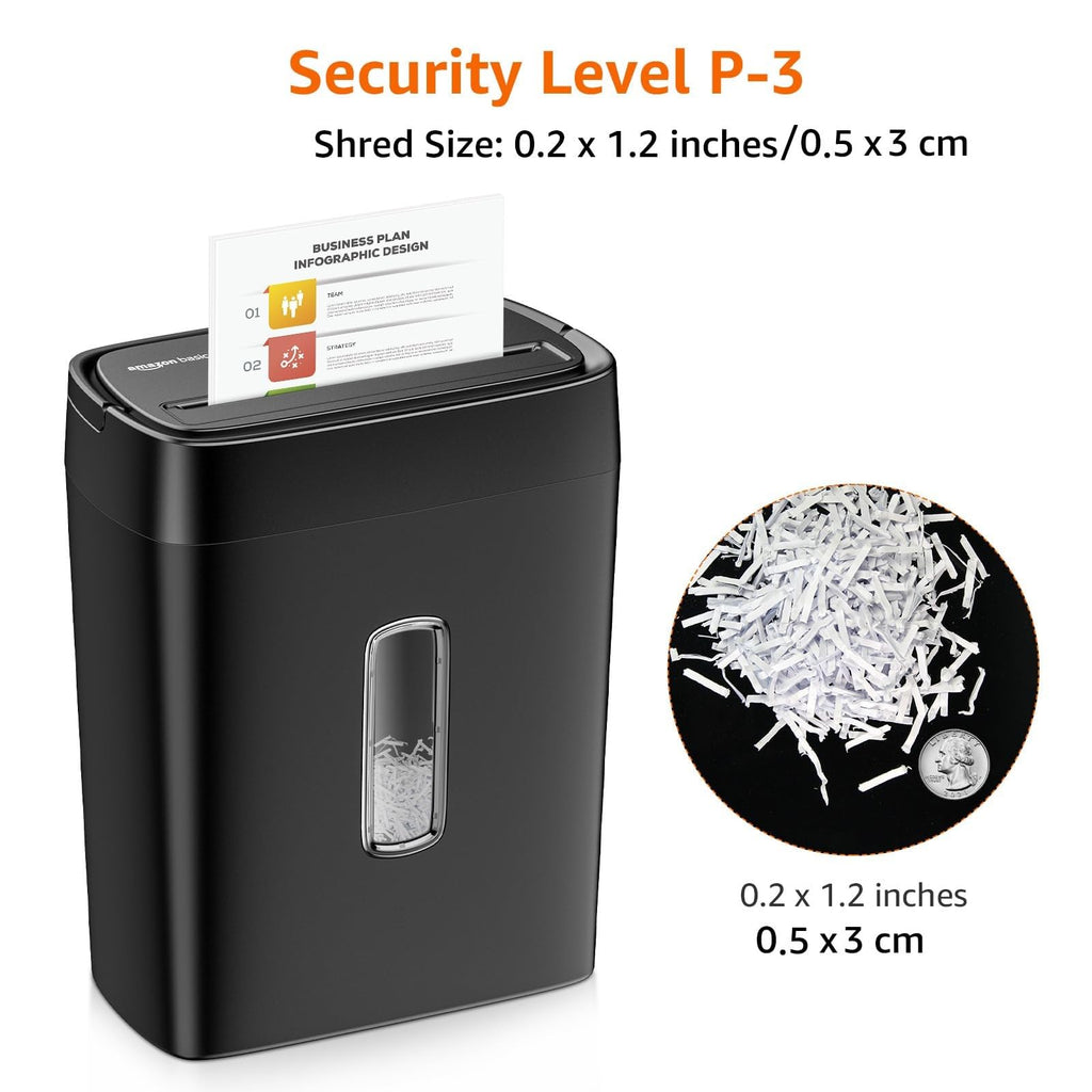 Amazon Basics 18 Sheet Cross Cut Paper, CD, and Credit Card Shredder with 6 Gallon Bin, 30 Minutes Continuous Run Time, Black