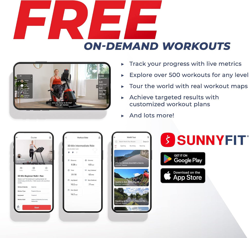 Sunny Health & Fitness Smart Magnetic Recumbent Elliptical Cross-Trainer
