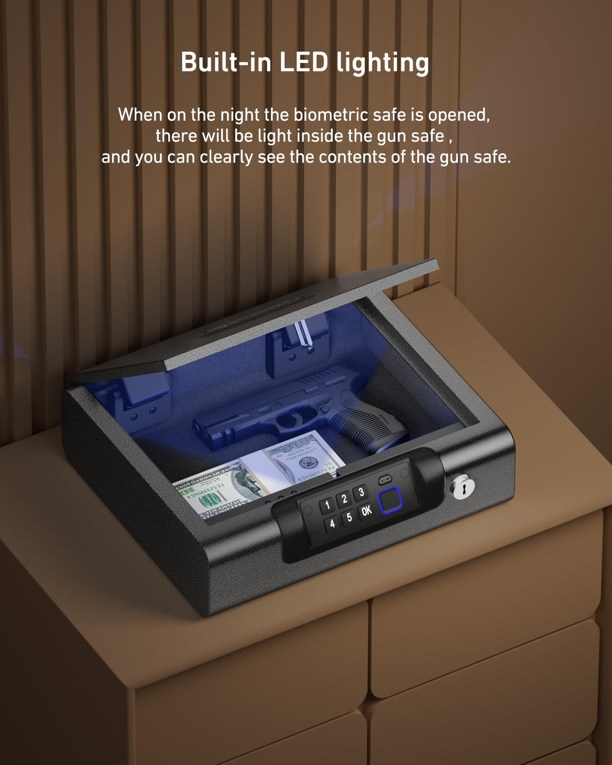 BILLCONCH Large Gun Safe Biometric Fingerprint Handgun Pistol Safes