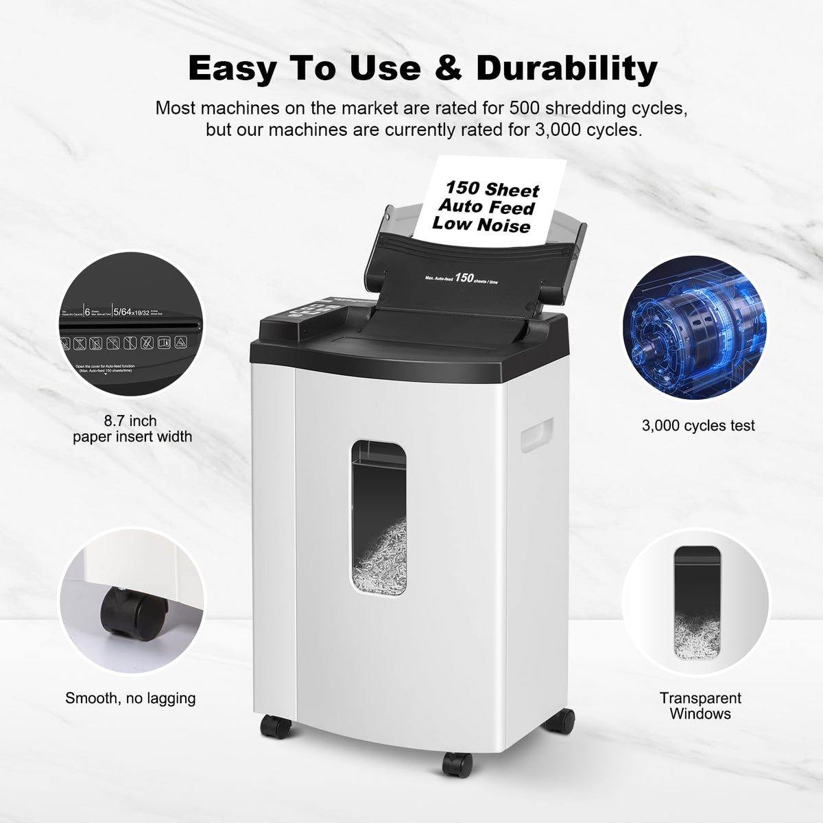 Wingwise 60 Sheets Auto Feed Paper Shredder for Home Office