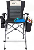 Tall Camping Chair for Adults, Tall Folding Directors Chair with Cooler Bag, Gel Cushion and Footrest, 440 lbs Heavy Duty Camping Portable High Chair for Beach, Sports, Outdoor Events