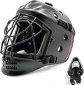 GY Field Hockey Goalie Helmet with Cage, Ice Hockey Goalie Face Mask for Youth, PC+ABS Shell/ 4.5mm A3 Steel Cage/ 10mm Foam Liner- XS