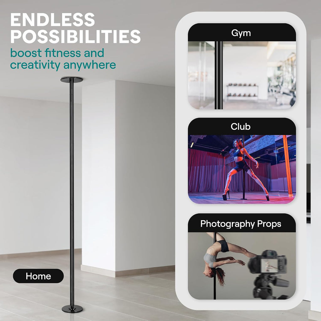 SereneLife Professional Spinning Dance Pole, 45mm Portable Exercise Pole for Fitness â Durable Steel Build, Anti-Rust Finish, Suitable for Home, Club, Gym, Party, Pub
