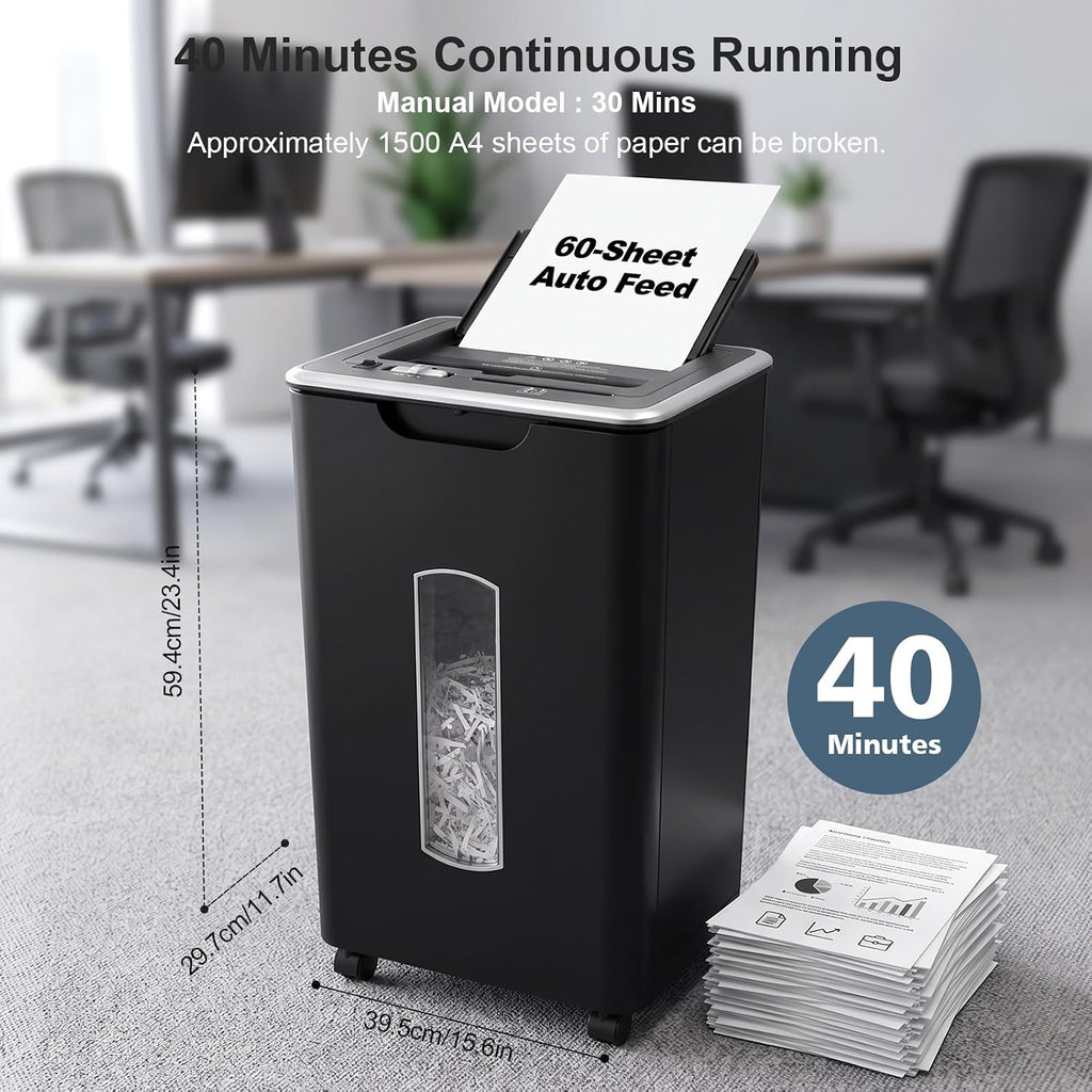 Wingwise 60 Sheets Auto Feed Paper Shredder for Home Office