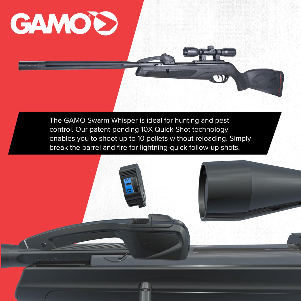Gamo Swarm Whisper Break Barrel Pellet Air Rifle - 10-Rounds