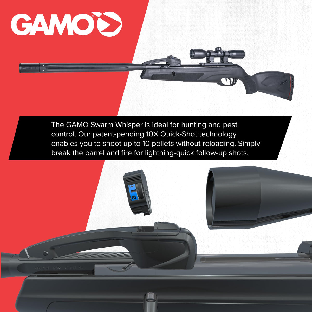 Gamo Swarm Whisper Break Barrel Pellet Air Rifle - 10-Rounds
