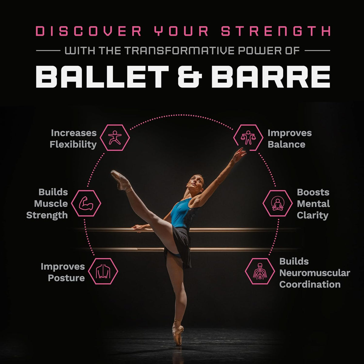 VITA Barre Wall-Mounted Single Ballet Barre, Traditional, Wood and Aluminum | Hinged Height, Made in USA, Home, Studio or Gym Exercise Equipment for Kids & Adults | Dance, Fitness, Pilates