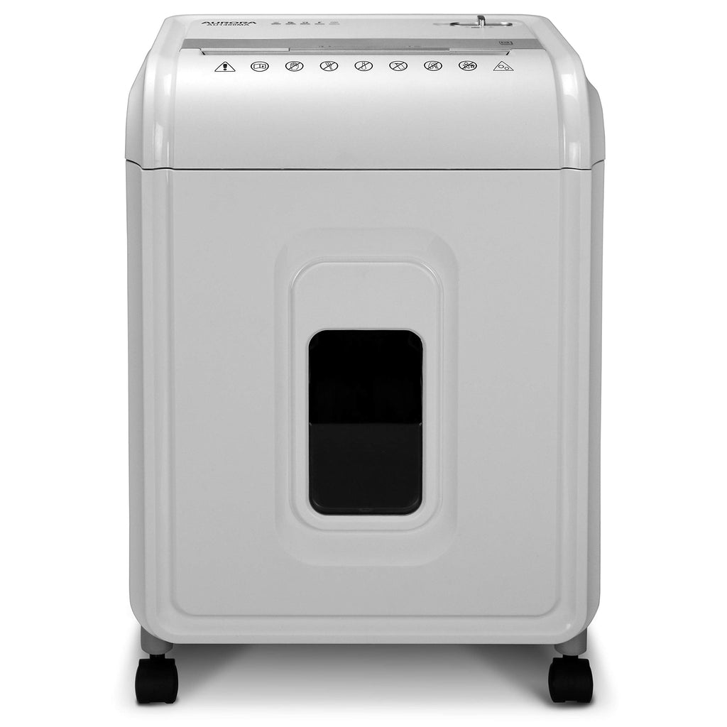Aurora High-Security 8-Sheet Micro-Cut Paper, CD/DVD and Credit Card Shredder, White/Gray