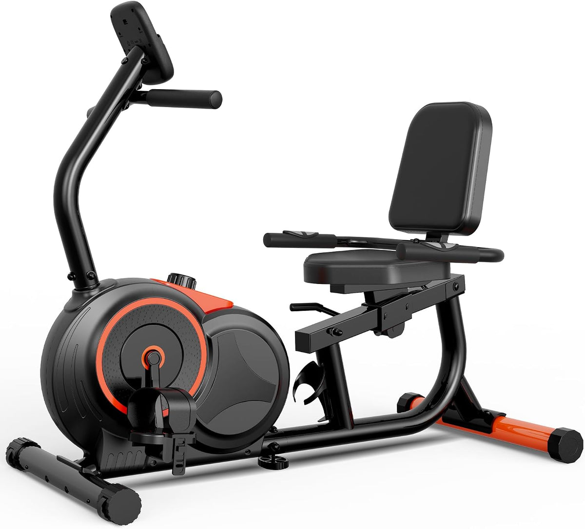 Pooboo Recumbent Exercise Bike for Home Use, 400 LBS Capacity Magnetic Stationary Bike, 16 Level Resistance, Quiet Recumbent Bike with Adjustable Soft Seat & LCD Monitor for Seniors