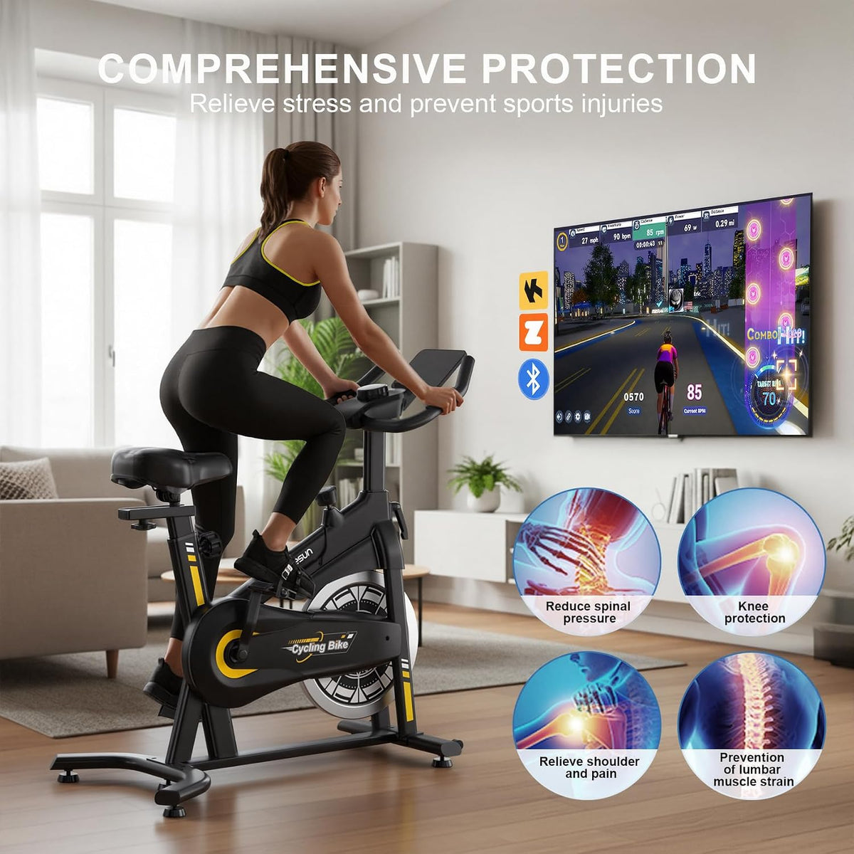 Exercise Bikes for Home,Spin Bike with Adjustable Magnetic,Brake Pad Resistance Silent Belt Drive,350lbs/300lbs Weight Capacity &Upgraded Version Seat for Home Cardio&Weight Loss(QM-530W)