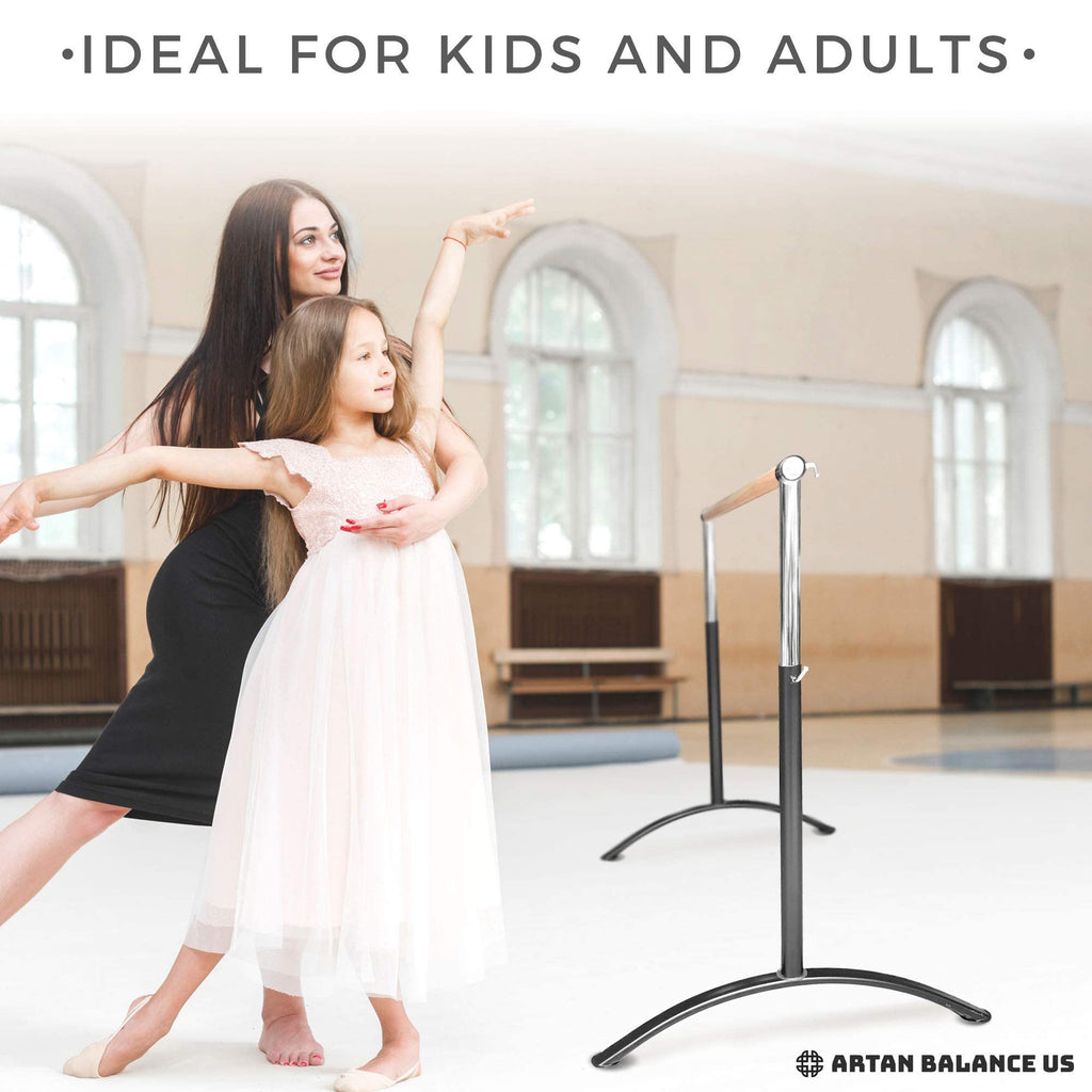 Ballet Barre Portable for Home or Studio, Freestanding Adjustable Bar for Stretch, Balance, Pilates, Dance or Active Workouts, Single or Double Bar, Kids and Adults