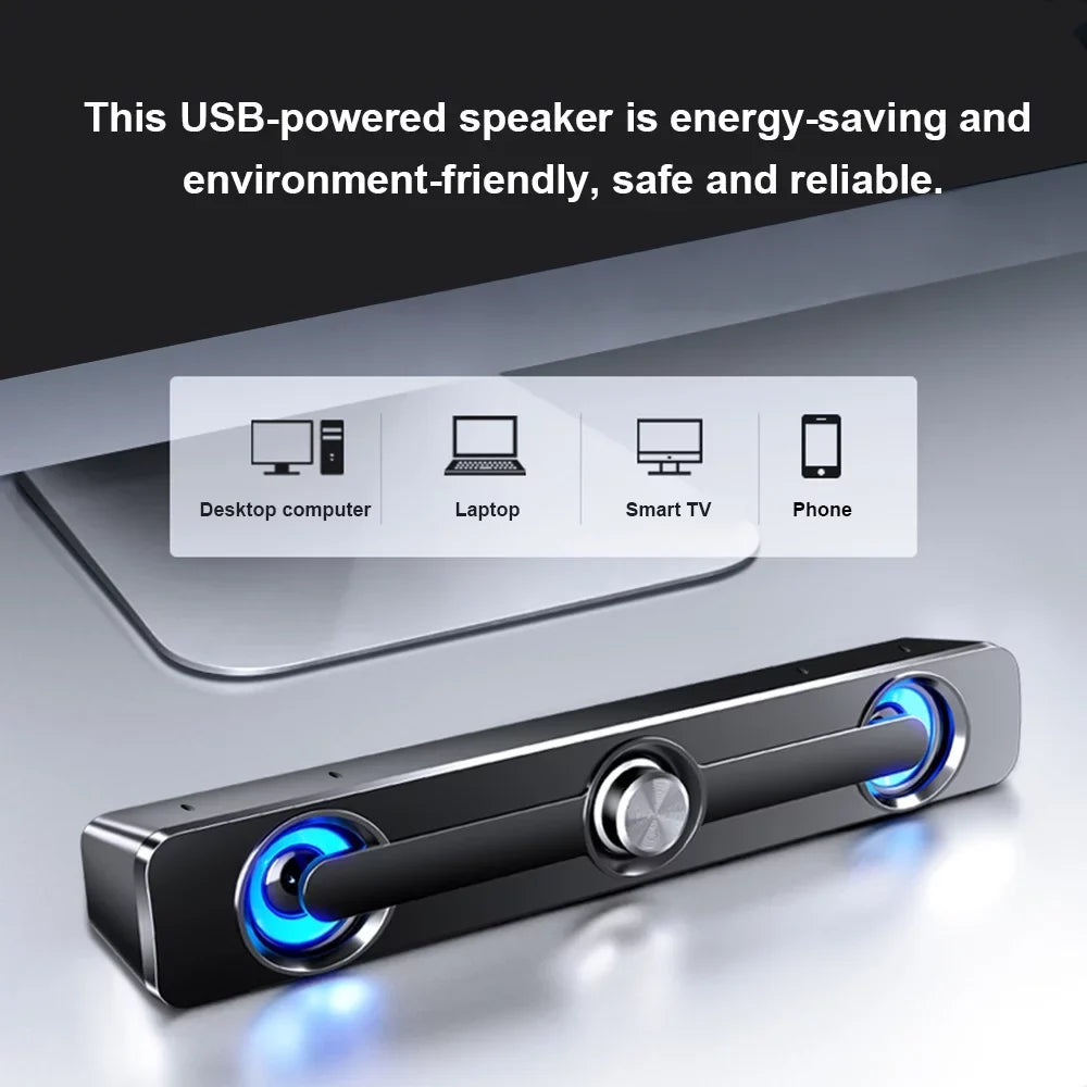 Radirus V-111 Computer Speaker, USB Wired Powerful Bar Stereo Subwoofer Bass Speaker, Surround Sound Box for PC Portable computer Phone Tablet MP3 MP4, Audio Equipment for Home Theater-Like Audio Quality