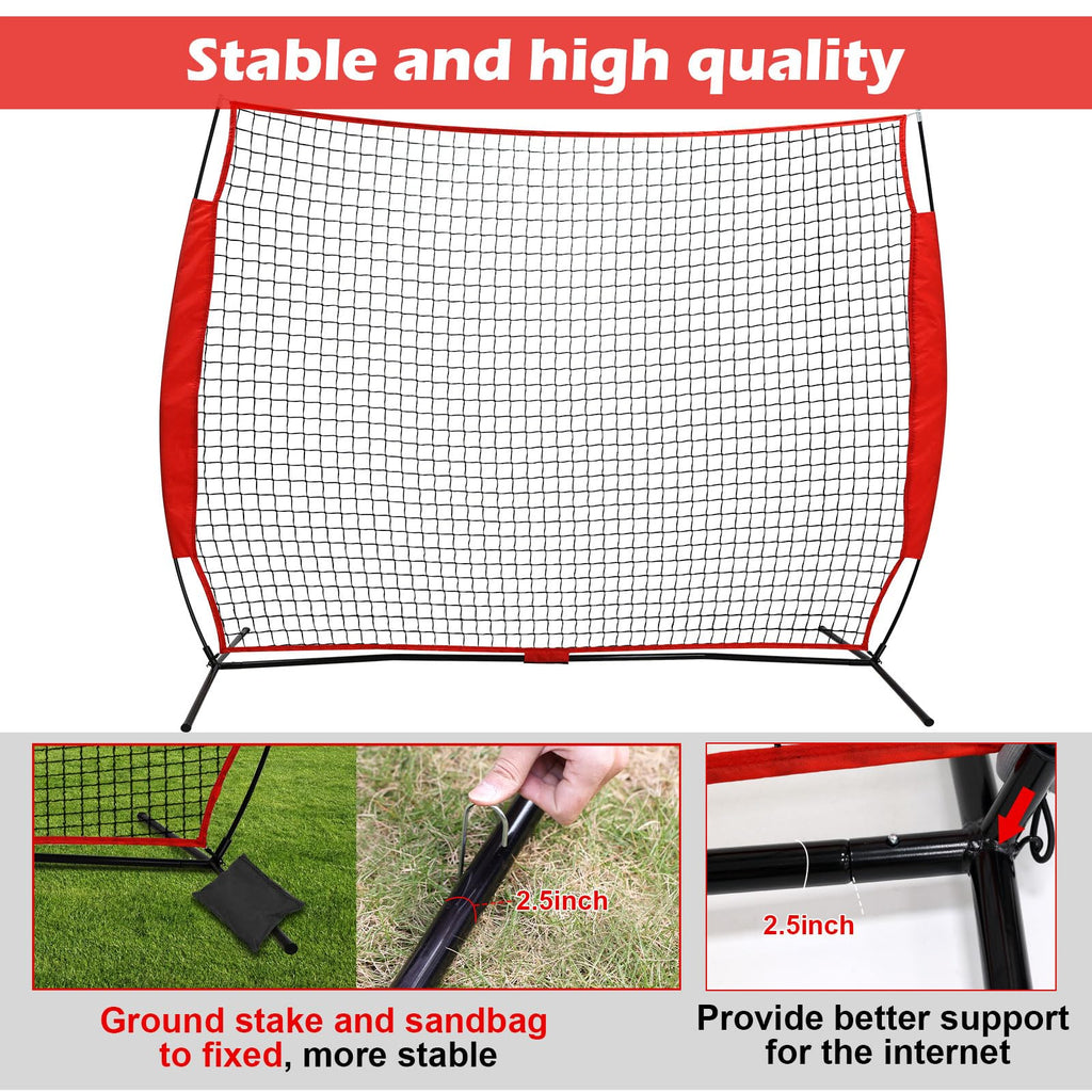 6x7/7x7/16x10/20x10ft Baseball Bating Net,Fix Ball Stop Net by Spike&2 Sandbag,Sports Net Barrier with Handbag,Lacrosse Net Backstop for Basketball,Softball,Baseball Net Barrier for Backyard