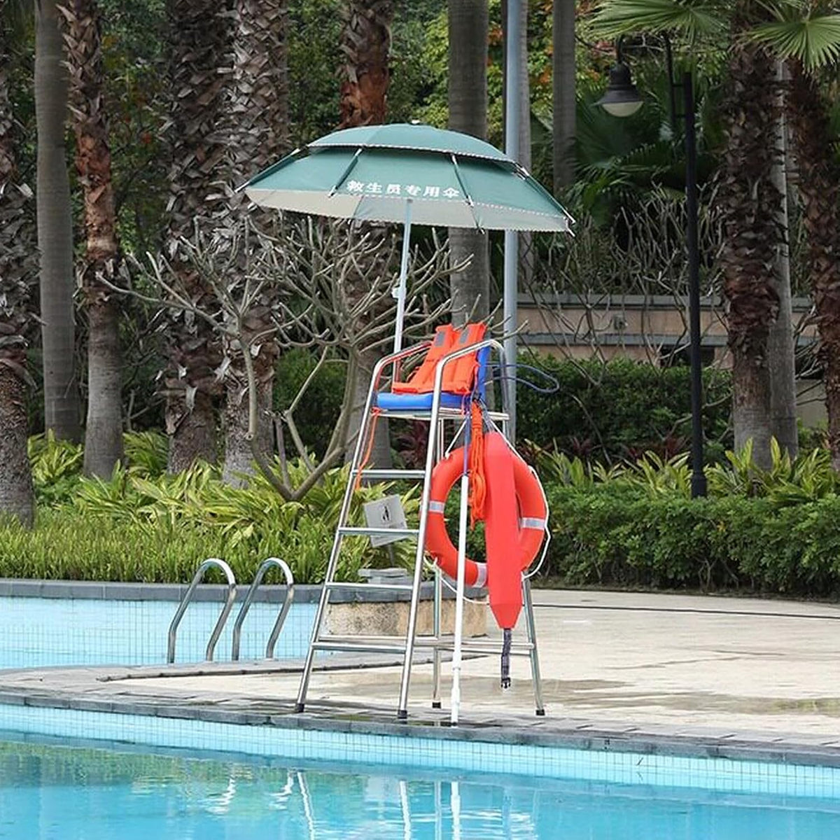 Lifeguard Chair for Pool high Elevated Referee Stand Heavy Duty Non Slip seat Platform for Backyard Outdoor Swimming Safety