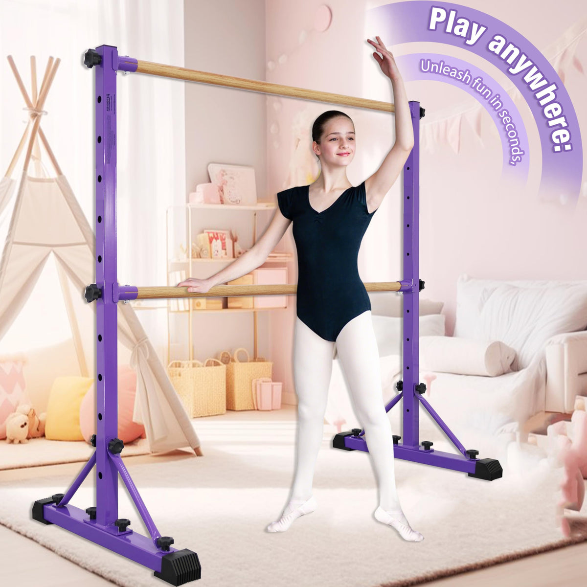 FC FUNCHEER Adjustable Ballet Barre,Portable Dance bar,Fitness Equipment for Dance & Balance Excercise,Super Sturdy for Balance Workout,Weight Limit 250 LBS