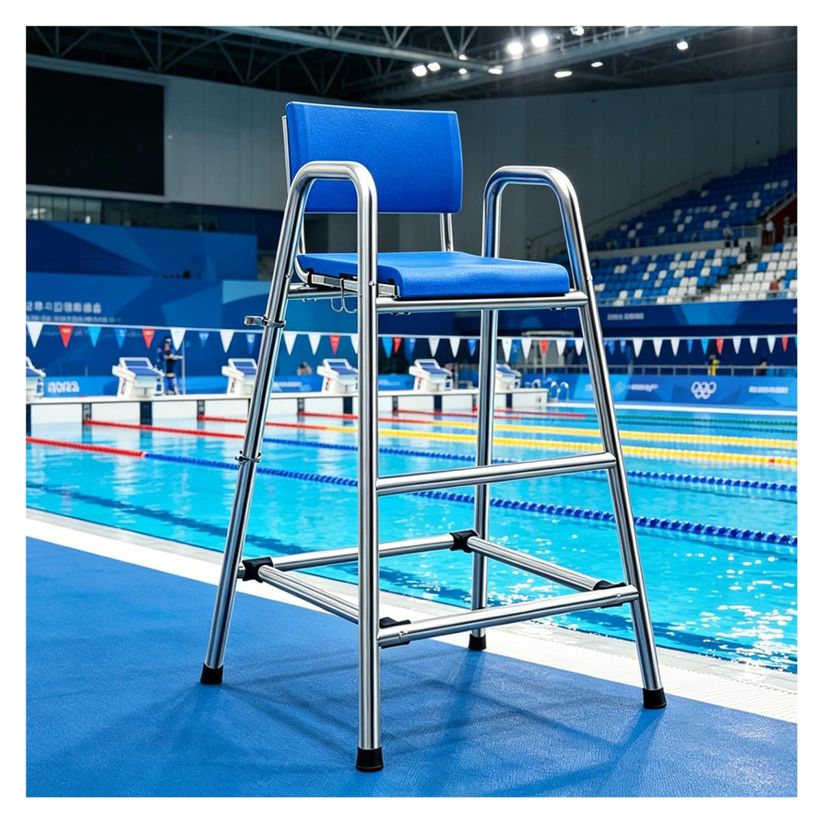 Commercial Lifeguard Stand - Heavy-Duty 304 Stainless Steel Frame with Ladders, for Poolside, Beach Clubs & Community Swimming Centers(74.8in/1.9m/6.2ft)