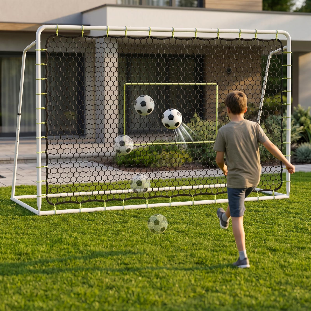 Soccer Rebounder Net, 2-in-1 Soccer Goal & Trainer, 5 Adjustable Angles