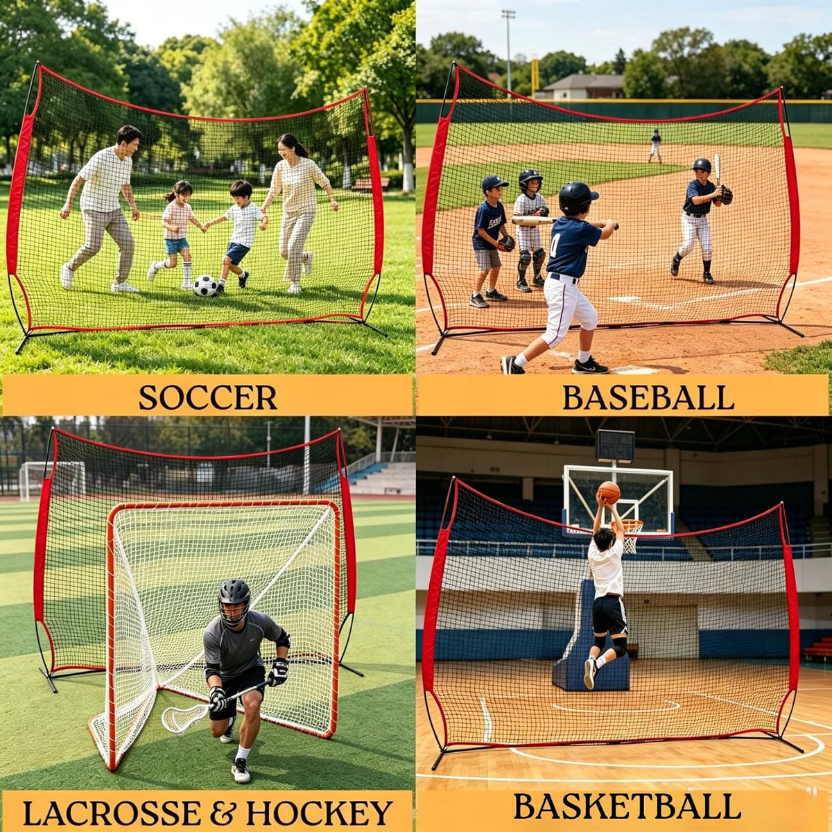 20x10FT Barricade Backstop Net â Heavy Duty All-Ball Sports Barrier Netting, Portable Lacrosse Backstop Net with Carry Bag