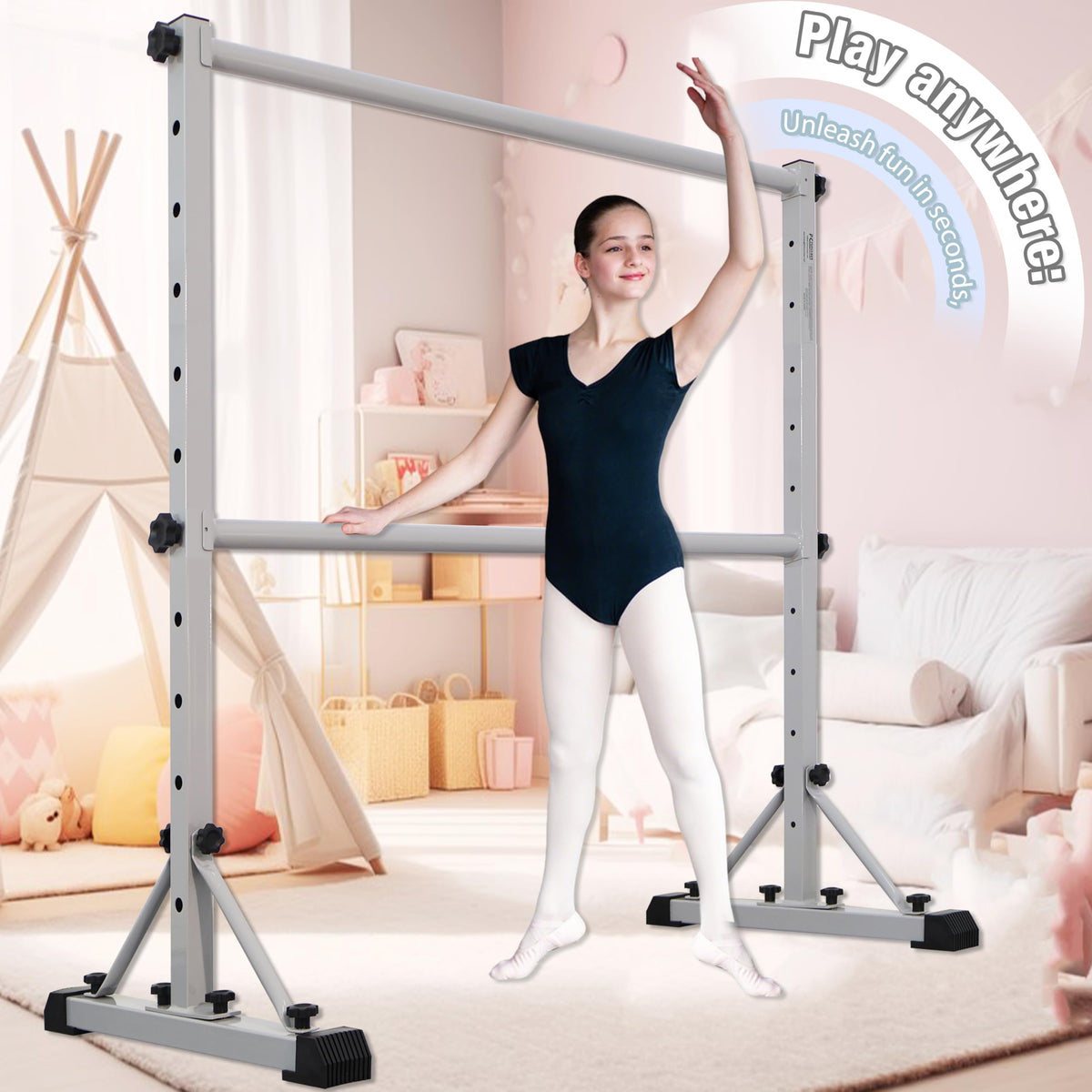 FC FUNCHEER Adjustable Ballet Barre,Portable Dance bar,Fitness Equipment for Dance & Balance Excercise,Super Sturdy for Balance Workout,Weight Limit 250 LBS