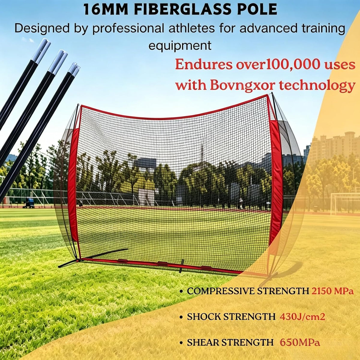 20x10FT Barricade Backstop Net â Heavy Duty All-Ball Sports Barrier Netting, Portable Lacrosse Backstop Net with Carry Bag